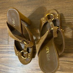 Prada Brown Suede Block Heel Pumps (Size 35)